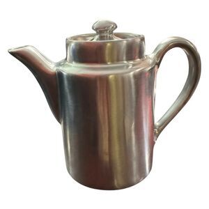 Vintage Hall China Washington 2 Cup Coffee Pot Silver Glow Nickel